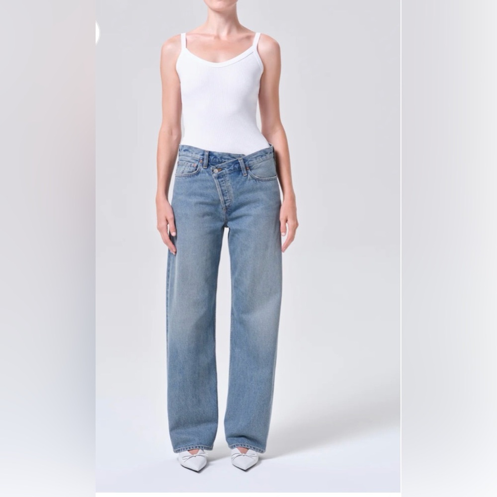 Agolde Arc Criss Cross Jeans in Light Blue Wash